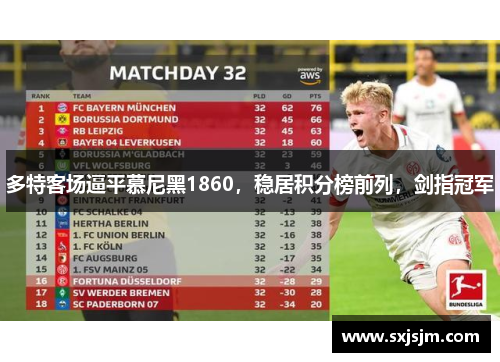 多特客场逼平慕尼黑1860，稳居积分榜前列，剑指冠军